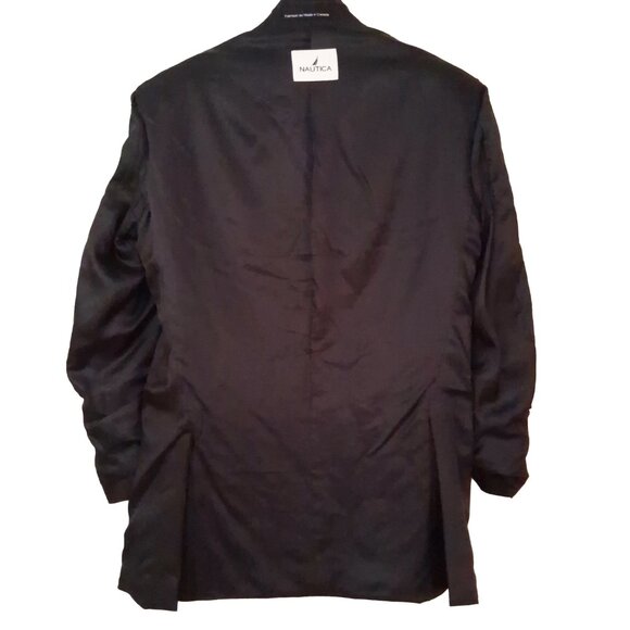 NAUTICA Charcoal Grey 100% Wool Men's Pinstripe Blazer Nelson Made in Canada 40R - Picture 6 of 7